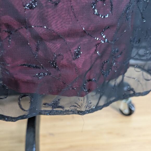 Vintage Betsy Adam Prom Dress Maxi Gown 14 Red Black Goth Y2K Whimsigoth 90s - Picture 6 of 14